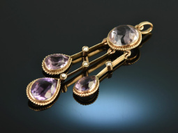 England around 1900! Charming amethyst pendant with seed...