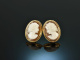 Around 1950! Vintage earrings with shell cameos gold 333