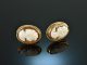 Around 1950! Vintage earrings with shell cameos gold 333