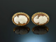 Around 1950! Vintage earrings with shell cameos gold 333