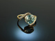 Um 1910! Seltener Ring mit blauem Zirkon und Diamanten Gold 585