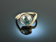 Around 1910! Rare ring with blue zircon and diamonds gold 585