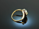 Um 1910! Seltener Ring mit blauem Zirkon und Diamanten Gold 585