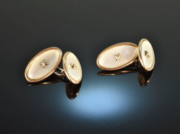 Around 1920! Classic cufflinks with mother of pearl red...