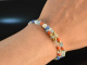 Red and Blue! 2 row fancy bracelet with coral and aquamarine silver 925 gold plated