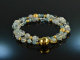 Caribic Blue! Fancy bracelet with aquamarine agate and topaz silver 925 gold plated