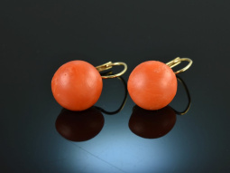 Around 1920! Beautiful Italian coral earrings gold 585