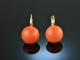 Around 1920! Beautiful Italian coral earrings gold 585