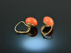 Around 1920! Beautiful Italian coral earrings gold 585