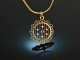 Around 1910! Historic Pendant with Seed Pearls and Verneuil Ruby Gold 585