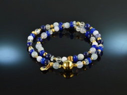 Sea Blue! Fancy bracelet with aquamarine lapis and agate...