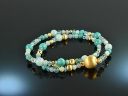 Cool Water! Fancy bracelet 2-row with turquoise...