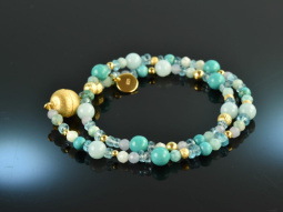 Cool Water! Fancy bracelet 2-row with turquoise...