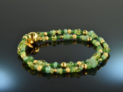 Elegant Emeralds! Fancy Bracelet 2 rows Emerald Tsavorite...
