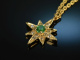 Green Star! Pretty star pendant with emerald and diamonds gold 750