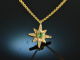 Green Star! Pretty star pendant with emerald and diamonds gold 750