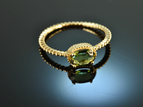 Fine Green! Zarter Ring mit gr&uuml;nem Turmalin Gold 750