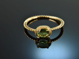 Fine Green! Zarter Ring mit gr&uuml;nem Turmalin Gold 750