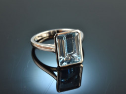 Big Aqua! Wonderful Aquamarine Ring White Gold 750