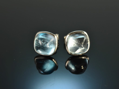 Sky Blue! Simple earrings with blue topaz white gold 585