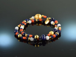Ancient Chic! Fancy bracelet coral lapis sodalite...