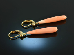 Around 1990! Fine Angel Skin Coral Earrings Gold 750