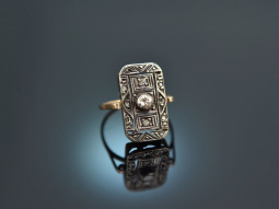 Around 1920! Beautiful Art Deco Ring with Diamonds Red Gold 585