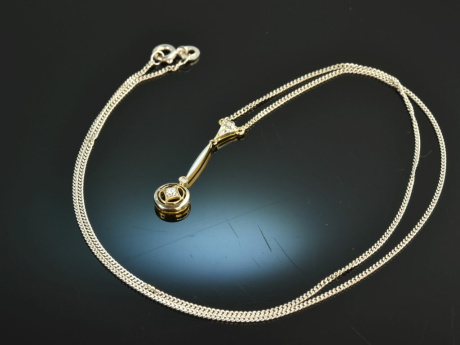 Around 1910! Fine Lavali&egrave;re necklace with diamonds gold 750