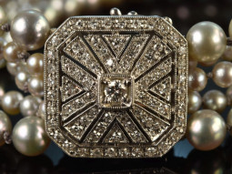 Hamburg um 1985! Feinstes graues Zuchtperlen Armband Diamant Schlie&szlig;e 1,8 ct Wei&szlig; Gold 750