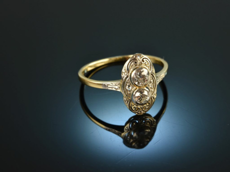 Around 1915! Fine Art Deco Old Cut Diamond Ring Gold 585 and Platinum