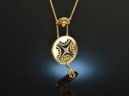 Around 1920! Pretty Art Deco necklace with diamonds gold 585