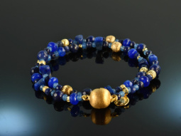 Royal Blue! Fancy bracelet 2-row lapis lazuli agate...