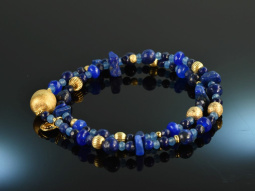 Royal Blue! Fancy Armband 2-reihig Lapislazuli Achat...