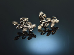 Tiny Leaves! Delicate Diamond Earrings in Leaf Shape...