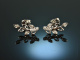 Tiny Leaves! Delicate Diamond Earrings in Leaf Shape White Gold 750