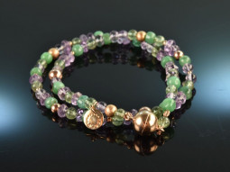 Summer Nights! Fancy bracelet 2 rows emerald amethyst...