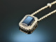 Fine Blue! Sapphire Diamond Pendant with Chain White Gold 750