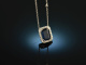 Fine Blue! Sapphire Diamond Pendant with Chain White Gold 750