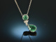 Noble green! Emerald Diamond Pendant with Chain White Gold 750