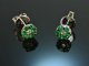 Green flowers! Pretty Emerald Diamond Earrings White Gold 750