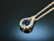 Delicate drop! Sapphire Brilliant Pendant with Chain White Gold 750