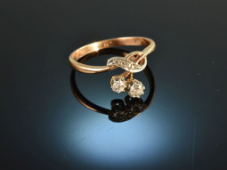 Around 1900! Historic Diamond Ring Ros&eacute; Gold 585