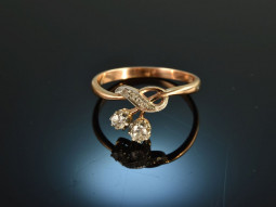 Around 1900! Historic Diamond Ring Ros&eacute; Gold 585