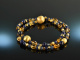 Starry Night! Fancy bracelet 2-row sapphire lapis lazuli citrine sodalite silver 925 gold plated