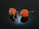 Coral Strawberries! Large Coral Strawberry Earrings Gold 585