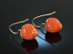 Coral Strawberries! Large Coral Strawberry Earrings Gold 585