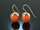 Coral Strawberries! Large Coral Strawberry Earrings Gold 585