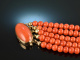 Around 1960! Gorgeous 5 row Mediterranean coral bracelet gold 750