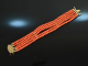 Around 1960! Gorgeous 5 row Mediterranean coral bracelet gold 750