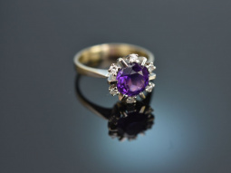 Um 1975! Schicker Vintage Ring mit Amethyst und Diamanten...
